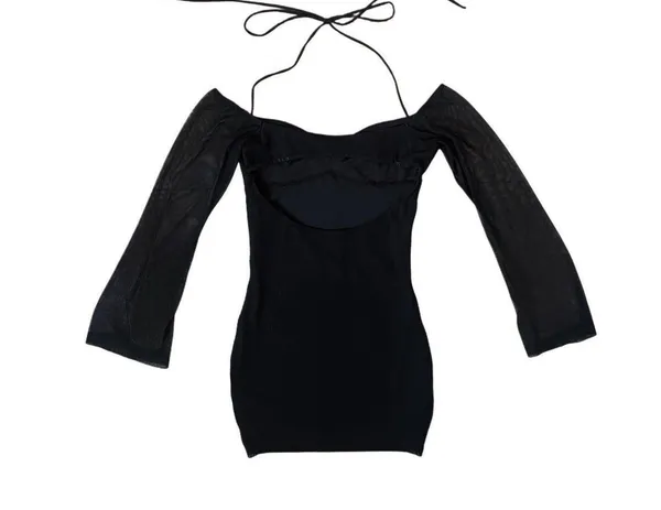 black long sleeve mini dress - Image 3
