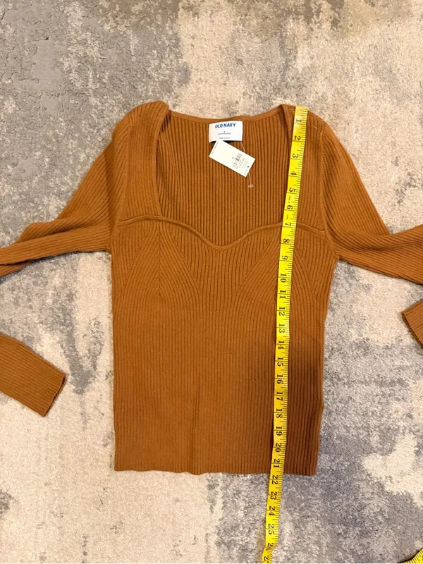 NWT Old Navy Ribbed Sweetheart Neck Sweater - Camel/Tan - Image 6