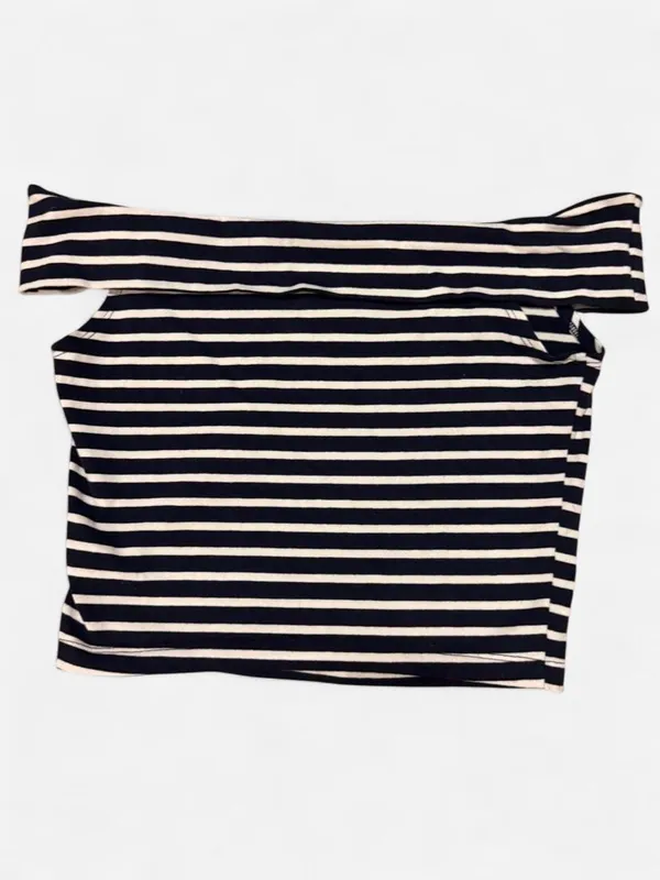 Wild Fable black & white horizontal striped off the shoulder crop top in a S #offtheshoulder #stripes - Image 2