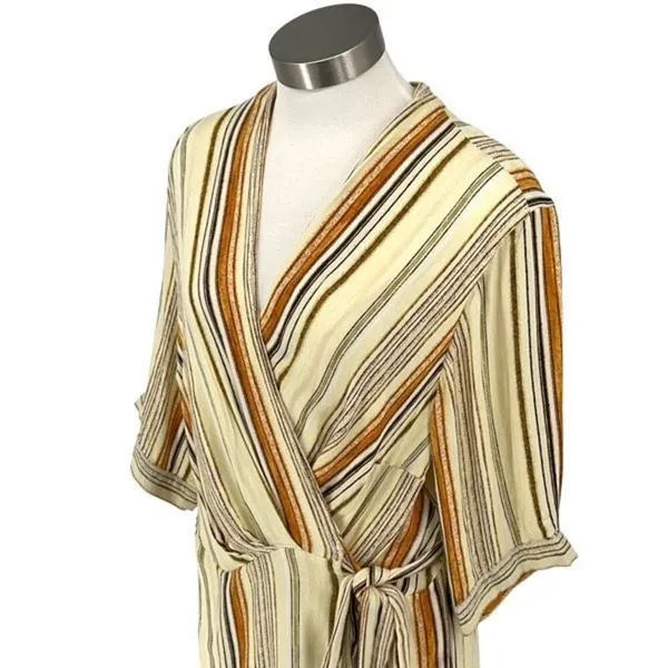 Wayward Fancies Womens Stripe Tie‎ Waist Maxi Wrap Dress Multicolor Size XL - Image 2