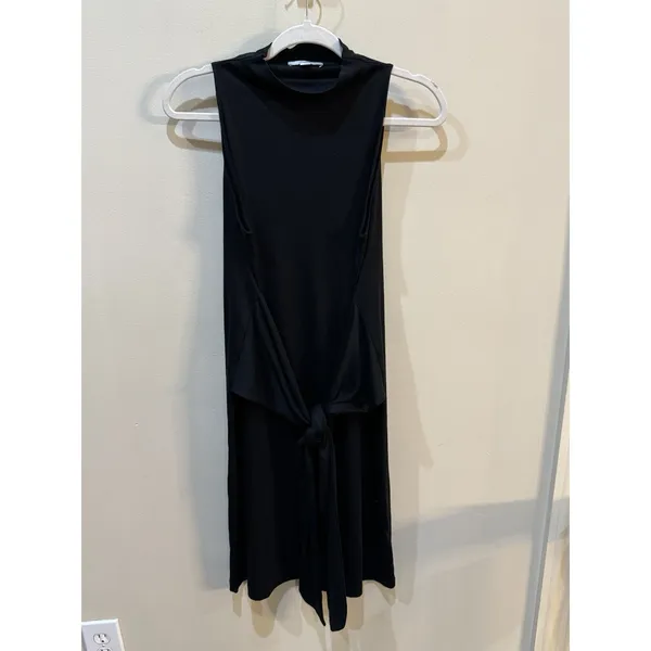 VINCE Knot Pima Cotton Black Sheath‎ Dress Tie Waist Size M, NEW NWOT, MSRP $225 - Image 4