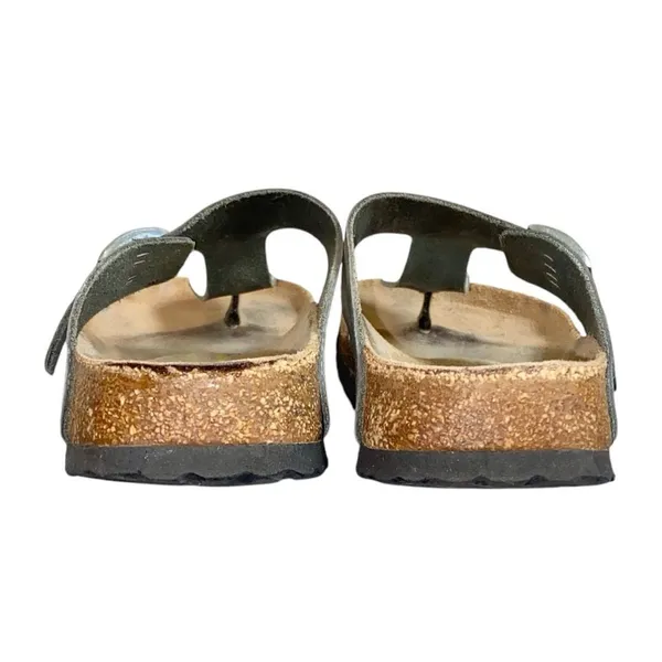 Papillio By Birkenstock Gizeh Metallic Silver Leather Slip-On Thong Sandals 39 - Image 7