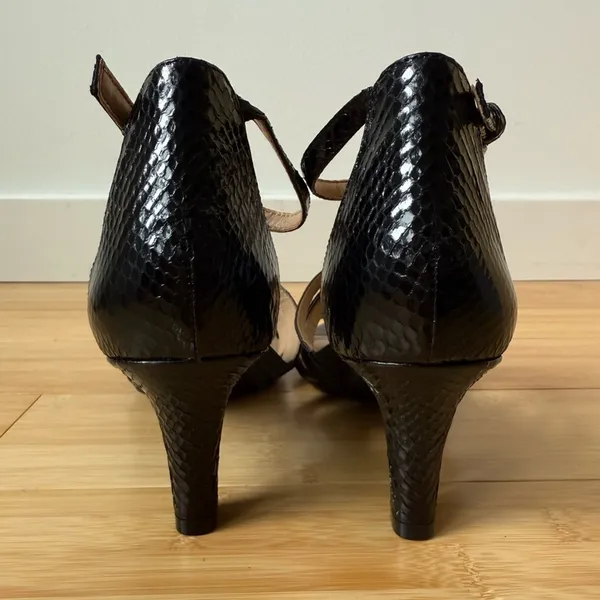 Aerosoles Passionfruit Sandals Black Snakeskin Patent Heels Size 9 - Image 7