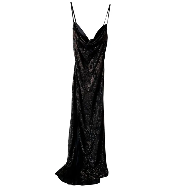 Oh Polly Velia Embellished Peekaboo Cowl-Neck Dress in Brown Snake Size 2 New - Image 5