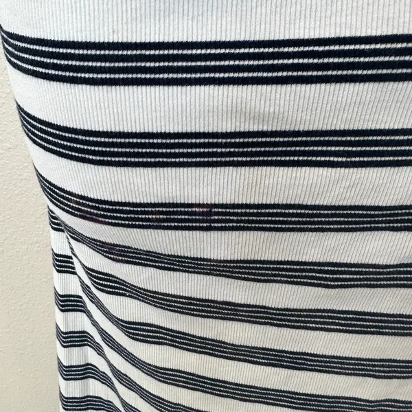 Ganni Blue White Striped T-Shirt Dress SMALL Ruched Knit Designer $325 Flaw - Image 12