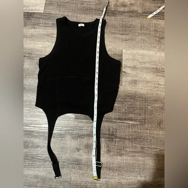 GARAGE Ribbed Garter Tank Top in Black - Image 6