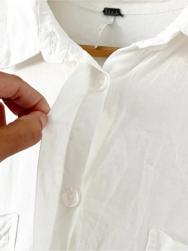 YFB White Linen Blend Oversized Button Up Tunic Shirt Dress - Image 8