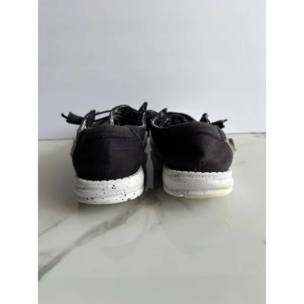 Hey Dude Wendy Basic Black Odyssey Women Size 9 Speckled Sole Canvas Loafers - Image 4