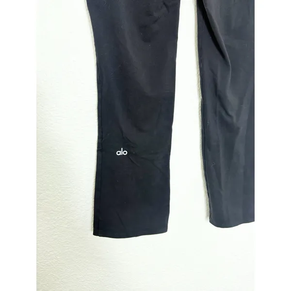 Alo Airbrush High-Waist Flutter Cropped Leggings Size XS Black Split Flare Hem - Image 11