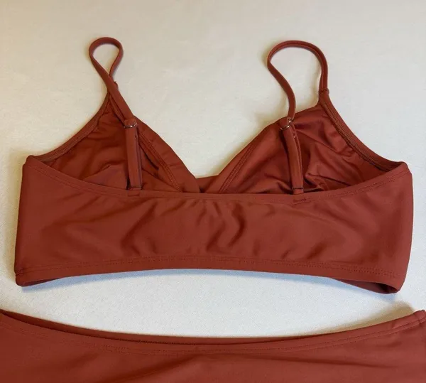 Cupshe Rust Solid Twist Top Spliced High Waist Bikini Set 2 Piece Swimwear Large - Image 10