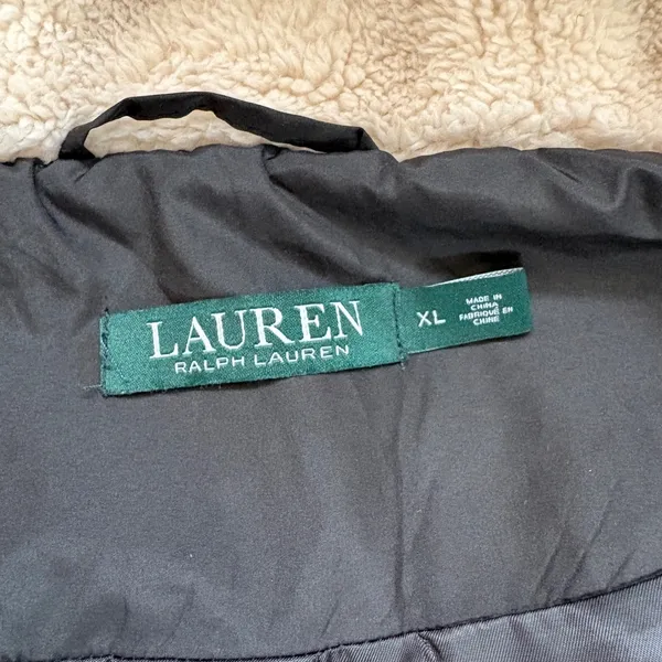 Lauren Ralph Lauren 60% Down Puffer Coat Fur Hood Black XL Winter‎ Parka Jacket - Image 8