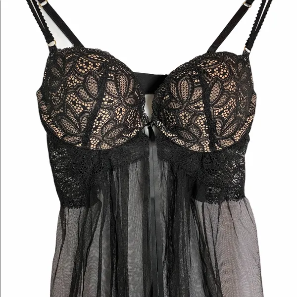 Victoria’s Secret Bustier Babydoll Top Goth Y2K Dark Romantic Whimsygoth 34C - Image 3