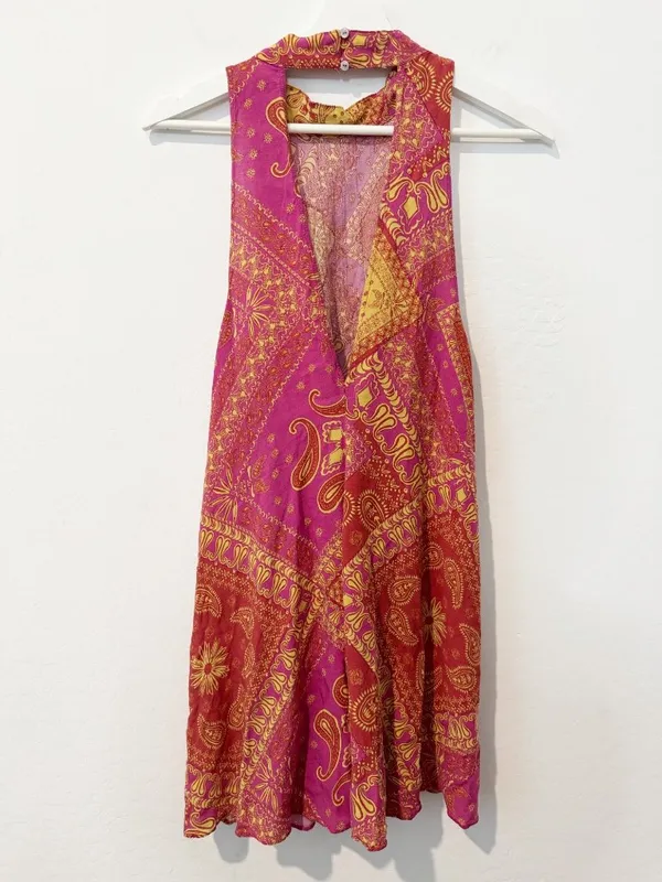 Free People Beaux Dress Size Large Paisley High Neck V‎ Back Boho Festival Fairy - Image 13