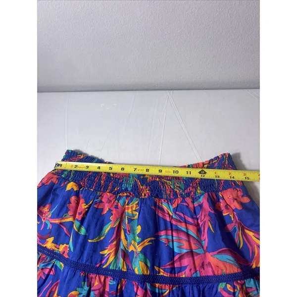 NWT J. Crew Tropical Floral Smocked Tiered Mini‎ Skirt Crochet Trim Boho Medium - Image 9