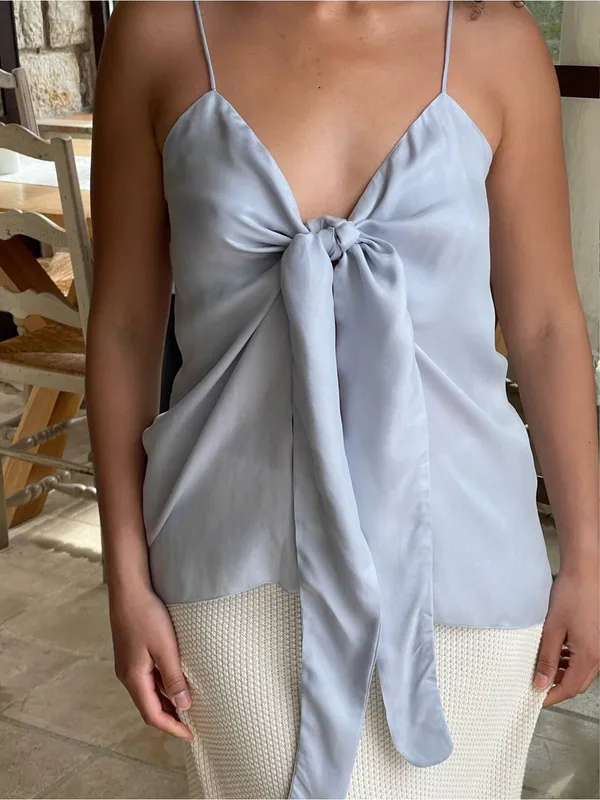 New Fjerf Avenue Tie Tank Top Baby Blue - Image 12