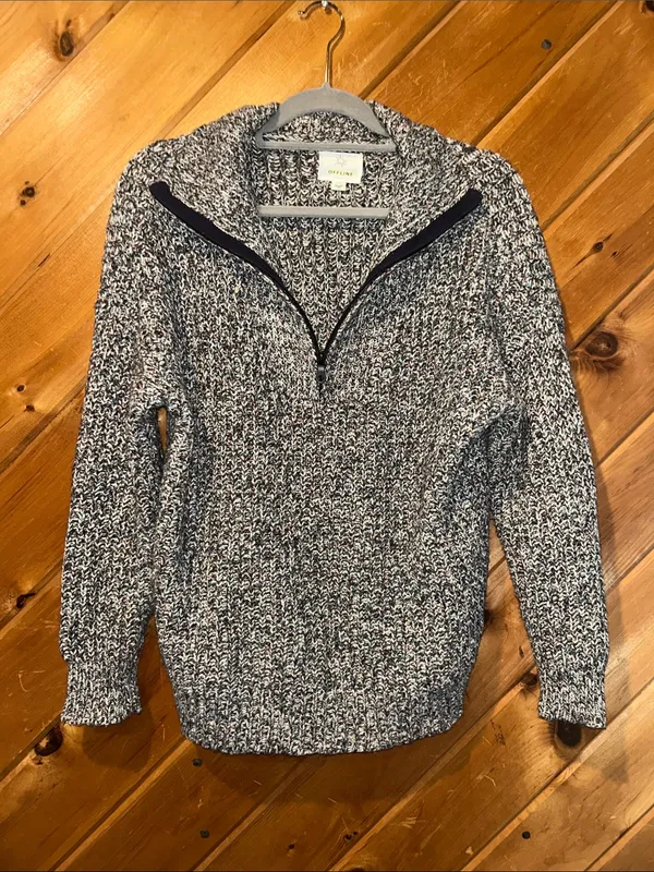 OFFLINE By Aerie Chillside Fold over Quarter Zip Marled gray knit Sweater - Image 5