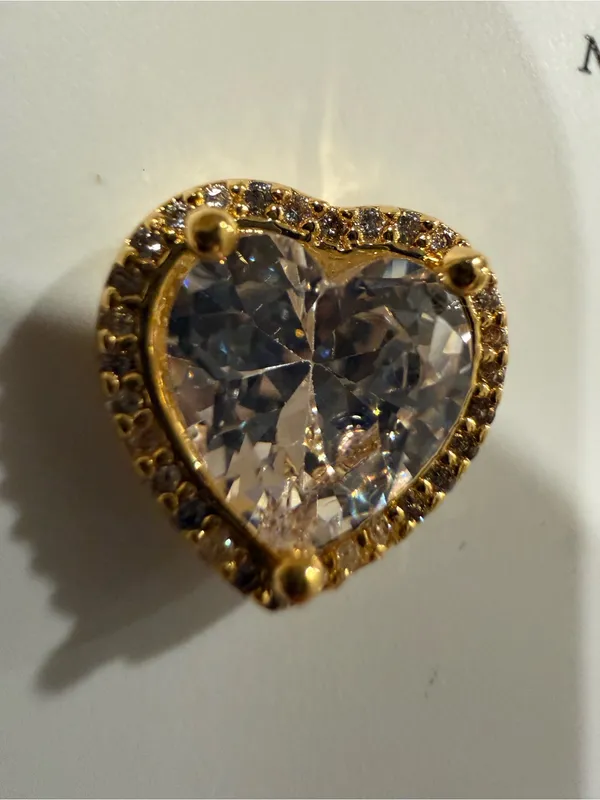 kate spade |♠️| Gold Plated & Crystal Heart Halo Stud Earrings | Small - Image 3