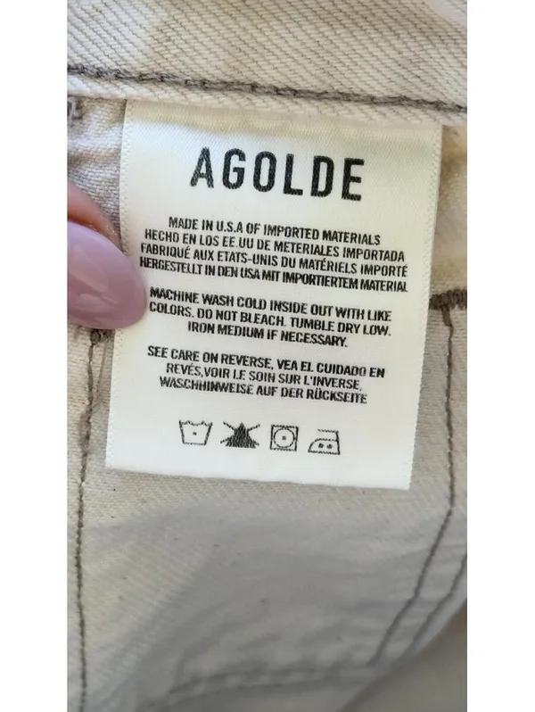 AGOLDE Cooper Cargo Pants 25 Ecru Organic Cotton High Rise Utility Denim - Image 9