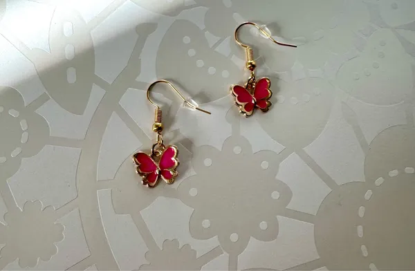 Pink Butterfly Earrings - Image 2
