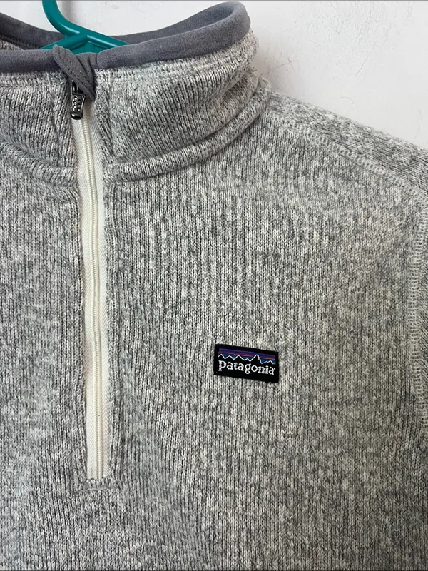 Patagonia Women’s Light Gray Quarter-Zip Fleece Pullover Sz Medium 💚 - Image 2