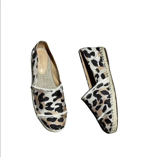 NEW Schutz Ohanna Printed Canvas Leopard Espadrilles Flat Slip On - Image 7