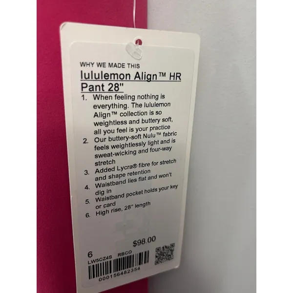 Lululemon Align HR leggings/ Tight Size 6 28” Raspberry Coulis New with tags - Image 5