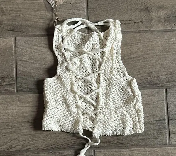 Meshki Raquel crochet lace up back top - Image 4