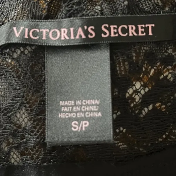 Victoria's Secret Black Satin Lace‎ Halter Chemise Nightgown Women's Small - Image 5