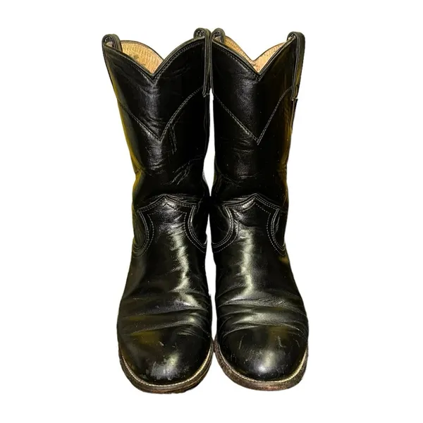 Justin Boots Black‎ Western Cowboy Boots Women's 6B USA Leather L3703 - Image 2