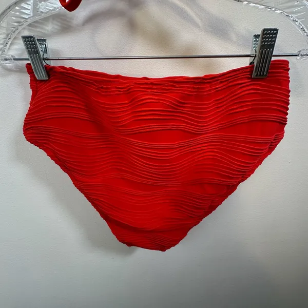ZAFUL Red Ribbed Textured V-Wired Lace Up Bikini Set High‎ Waisted Medium - Image 8
