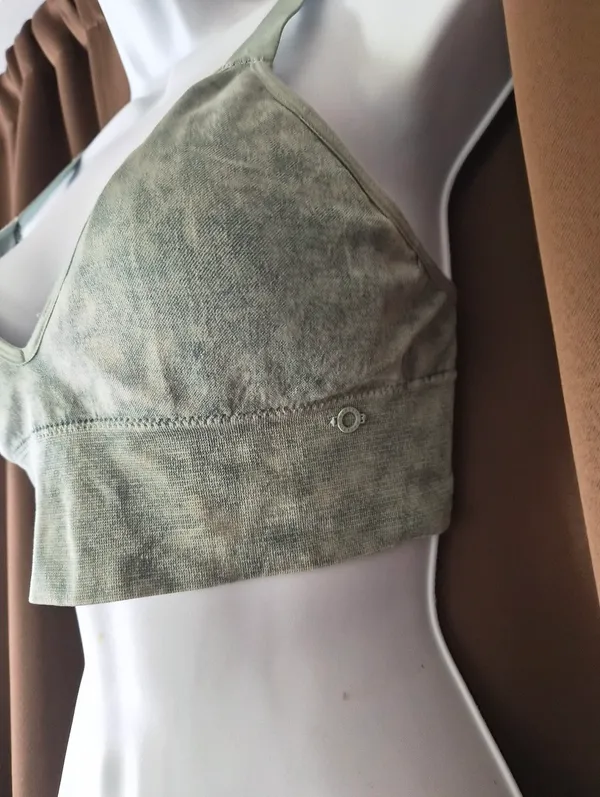 Danskin Womens Sports Bra Soft V-Neck Bralette in Sage Green Large - Image 3