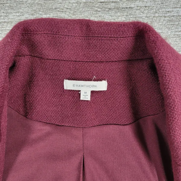 41 Hawthorne Tweed Blazer Womens Medikum Burgundy Jacket Elbow Patches Buttons - Image 8