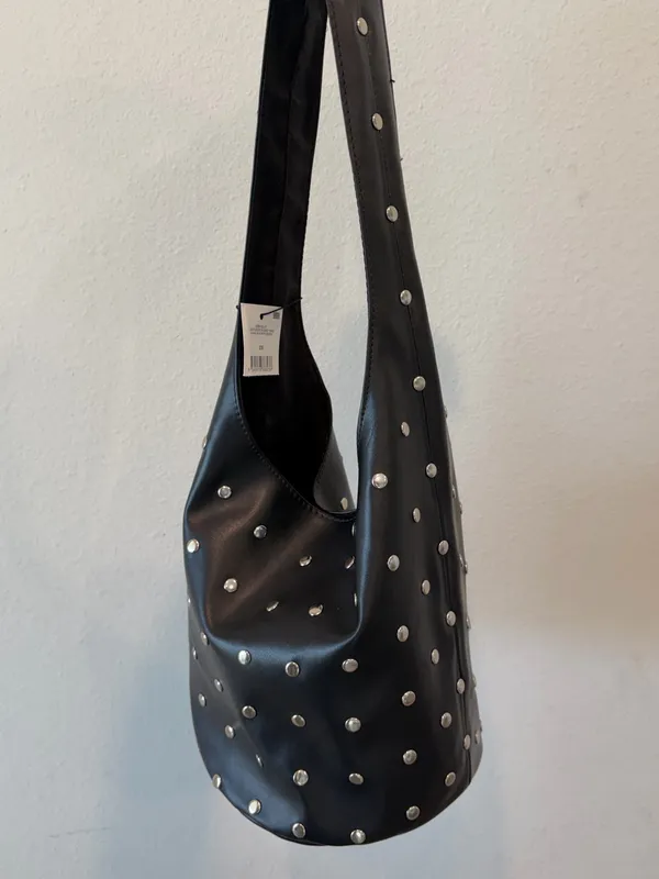 Cotton On Black Studded Hobo Shoulder Bag- NWT - Image 4