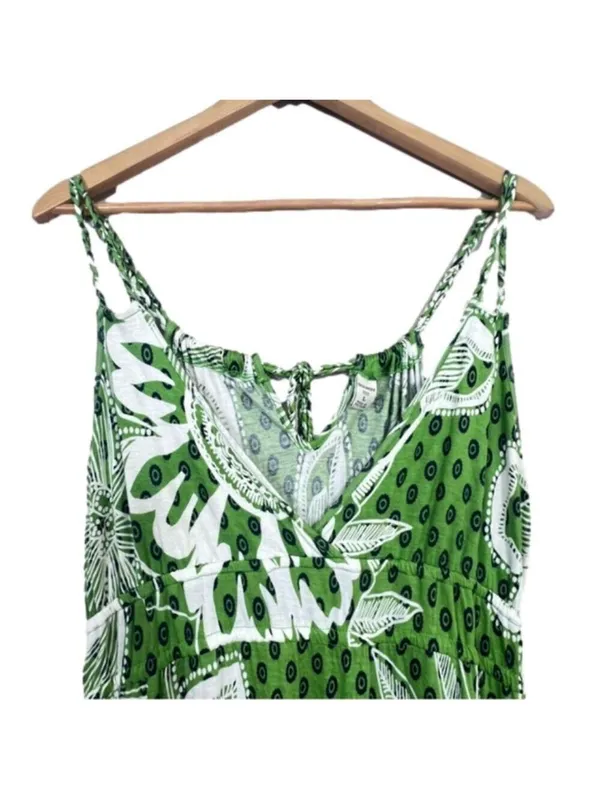 Old Navy Green Floral Maxi Dress Size L Beach Vacation Summer - Image 5