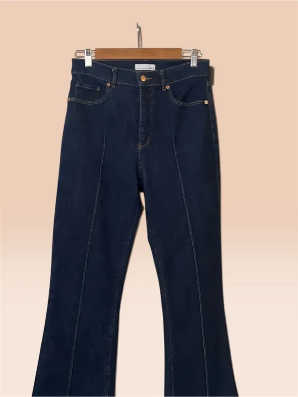 LOFT The Slim Flare Jeans Dark Wash Front Seam Size 28/6 - Image 4
