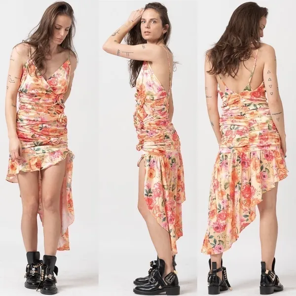 For Love & Lemons Versilla Floral Satin Hi-Lo Dress XS NWT‎ - Image 16