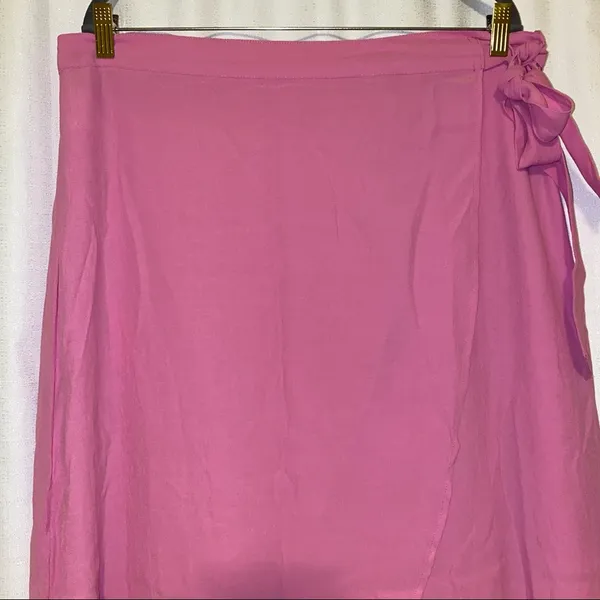 American Eagle Outfitters Midi Tie-Up Pink Wrap Skirt 🆕 XL - Image 13