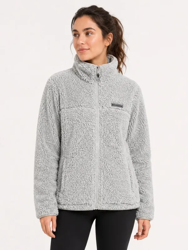 Columbia Gray High Pile Sherpa Fleece Full Zip Jacket Women’s S - Image 2