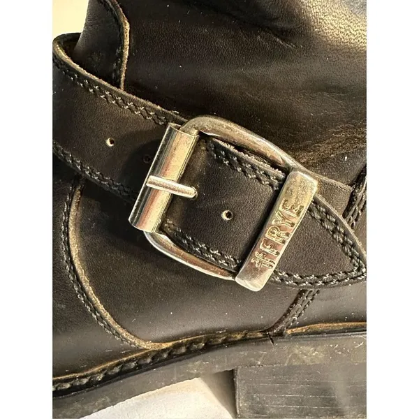 FRYE Black Leather Riding Boots Size 5.5 B with Zipper - Image 6