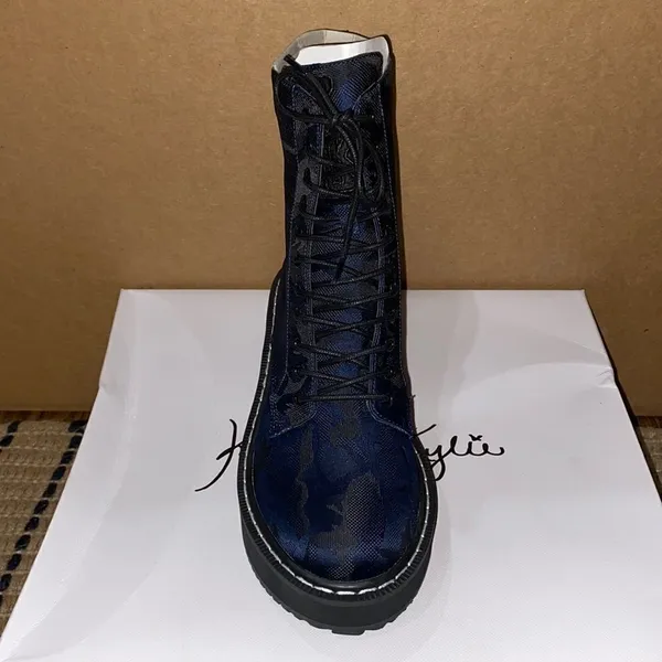 NWT Kendall & Kylie Navy‎ Camo Hunting Combat Boot - Image 3