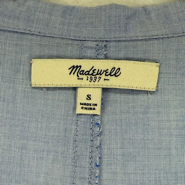 Madewell Womens‎ Blue Cotton Shirt Dress Size S Short Sleeve Collared Casual - Image 4