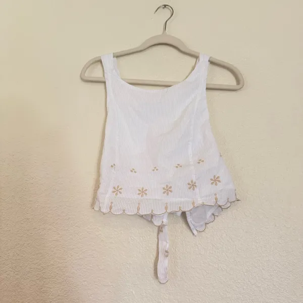 NWOT Free People Kayla Solid Embroidered Cropped Blouse Top - Image 3