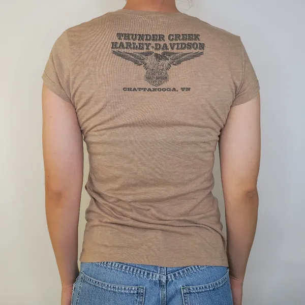 Y2K 2010 Harley Davidson Shirt Tan Size L - Image 2