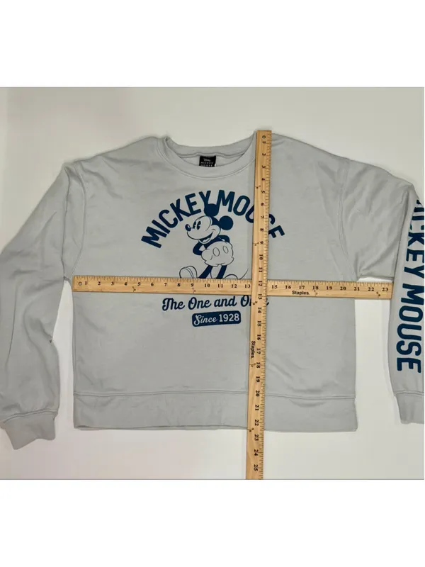 Disney Mickey Mouse Sweatshirt M Gray Crewneck Long Sleeve - Image 2
