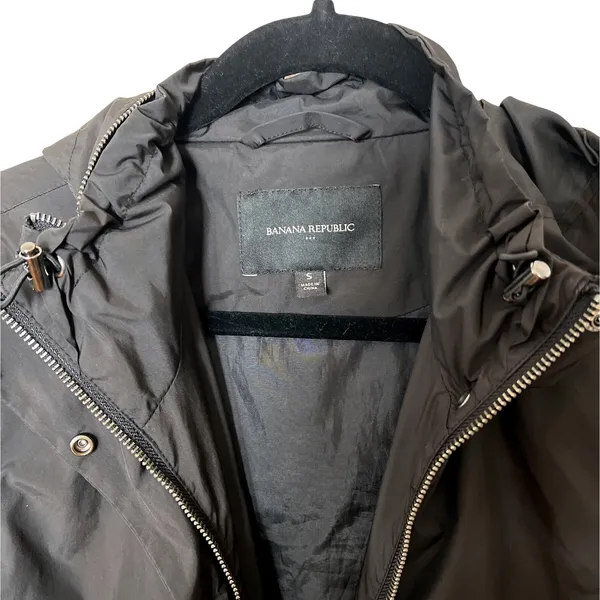 Banana Republic Black‎ Lightweight Hooded Rain Coat Jacket Women's Small GUC - Image 9