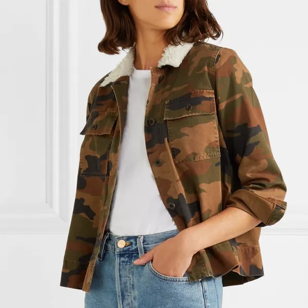 NWT Madewell Northward Camo Army Shirt Jacket Shearling Collar Cotton - Image 5