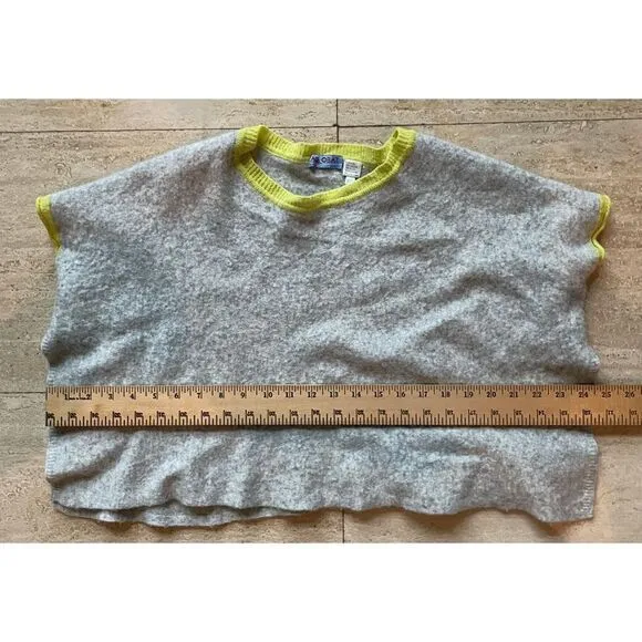Acrobat Luxury Wool Blend Cropped Sweater‎ with Neon Yellow Trim XS/S - Image 4