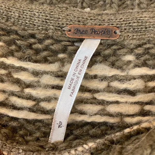 Free People Fair Isle Wool Blend Sweater Brown Cream Pattern Size Small - Image 5