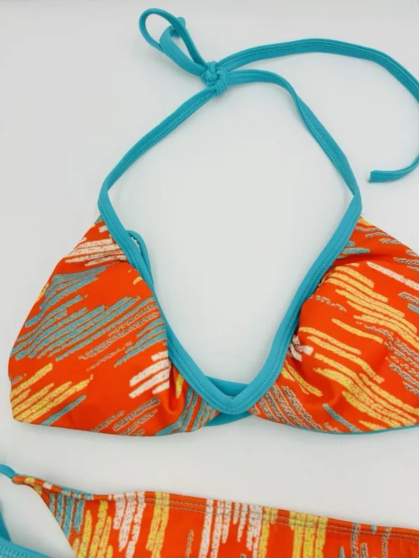 Hurley Teal Orange Bikini Size Small Halter Tie Swimwear Two Piece - Image 3