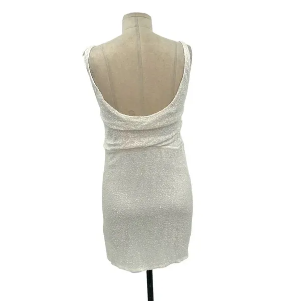 Alice‎ + Olivia Mini Dress Sleeveless Bodycon Sequin Beaded Silk White Size 2 - Image 6